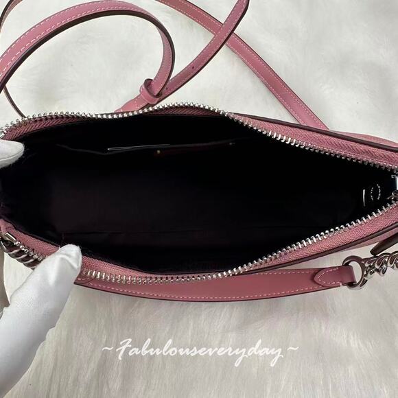 Coach Teri Shoulder Crossbody Bag In Signature Canvas/Sv/Dusty Pink CV933 NWT - Picture 7 of 10